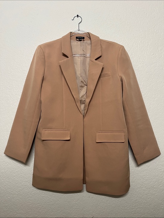 Venezia Jackets & Blazers - Venus Women’s Size 2 Tan Longline Blazer with Open back detail